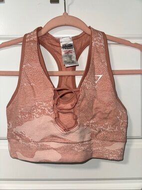 Gymshark Rose Dust Lace-Up Seamless Sports Bra